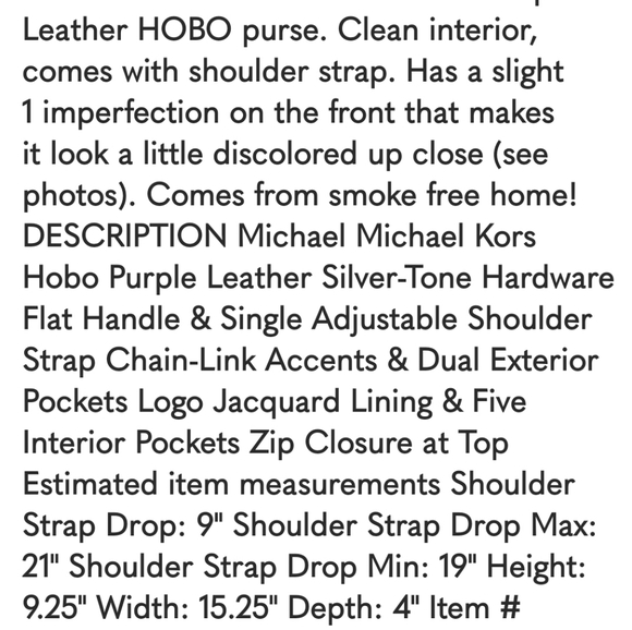 MICHAEL MICHAEL KORS Chain-Link Purple Leather, Silver Tone Hardware HOBO EUC - Picture 12 of 13